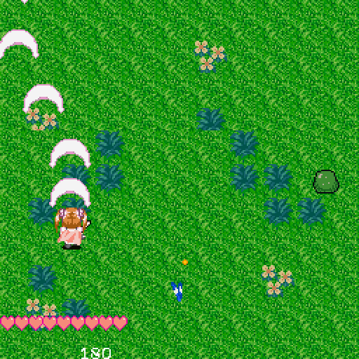 草原で騎士姫が敵にショットを放つゲーム画面